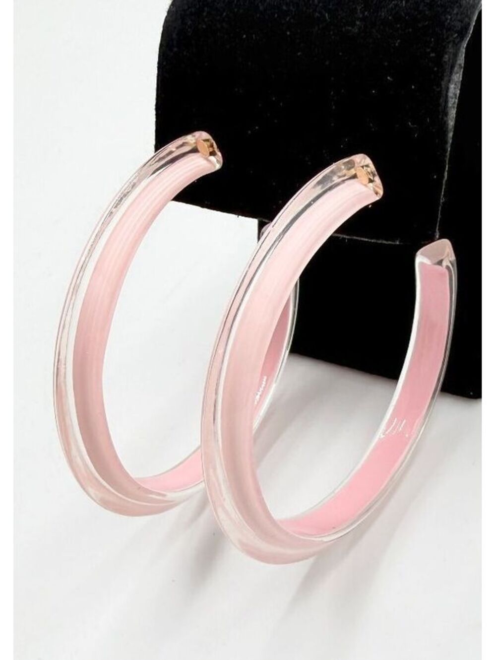 Alison Lou Loucite Medium Jelly Hoop Earrings Rose Pastel Light Pink Gold